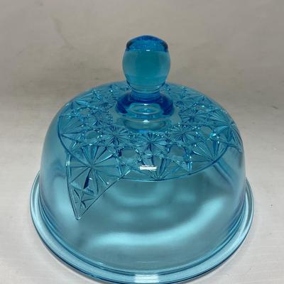 -81- Blue Glass | Covered Butter Dish