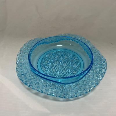 -81- Blue Glass | Covered Butter Dish