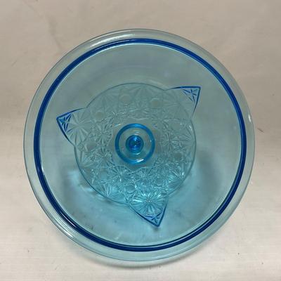 -81- Blue Glass | Covered Butter Dish