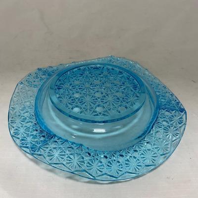 -81- Blue Glass | Covered Butter Dish