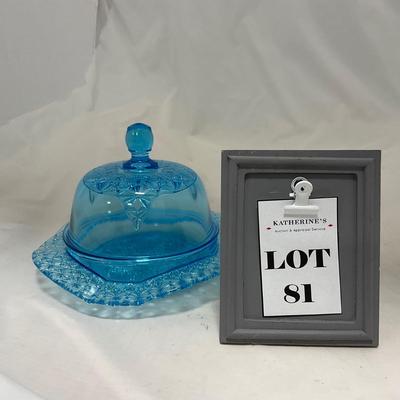 -81- Blue Glass | Covered Butter Dish