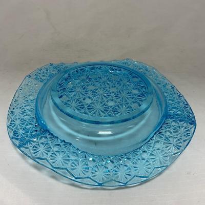 -81- Blue Glass | Covered Butter Dish