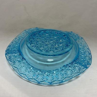 -81- Blue Glass | Covered Butter Dish