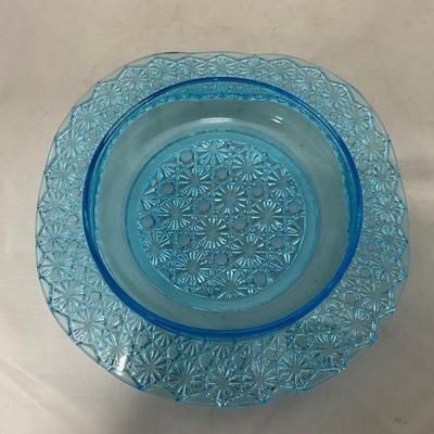 -81- Blue Glass | Covered Butter Dish