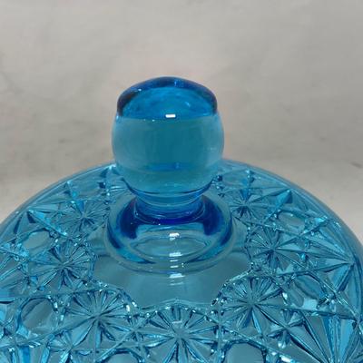 -81- Blue Glass | Covered Butter Dish