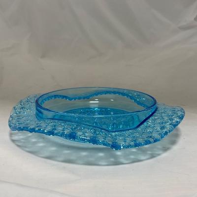 -81- Blue Glass | Covered Butter Dish