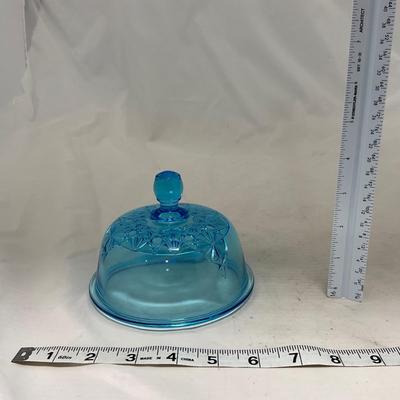 -81- Blue Glass | Covered Butter Dish