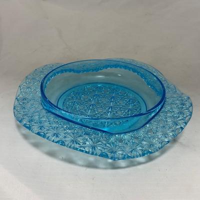 -81- Blue Glass | Covered Butter Dish
