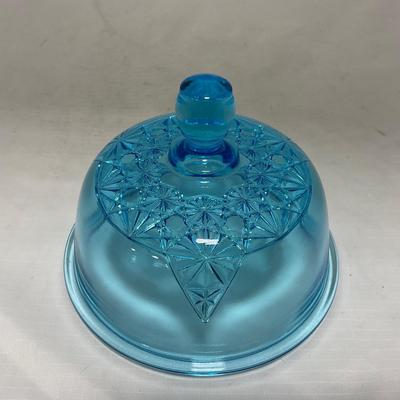 -81- Blue Glass | Covered Butter Dish