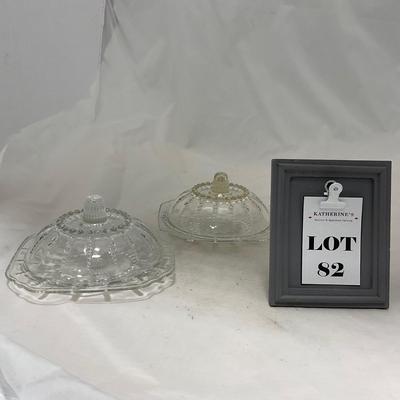-82- Clear Glass Set of Two | Small Butter Dishes