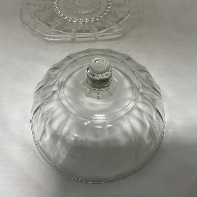 -83- Clear Glass | Set of Two Covered Butter Dishes