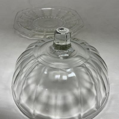 -83- Clear Glass | Set of Two Covered Butter Dishes