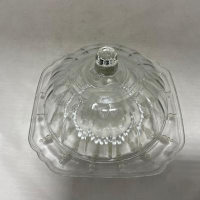 -83- Clear Glass | Set of Two Covered Butter Dishes