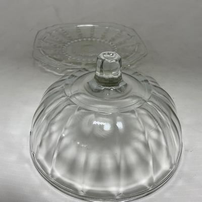 -83- Clear Glass | Set of Two Covered Butter Dishes