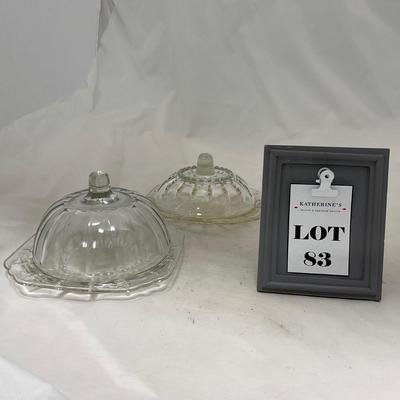 -83- Clear Glass | Set of Two Covered Butter Dishes