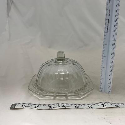 -83- Clear Glass | Set of Two Covered Butter Dishes