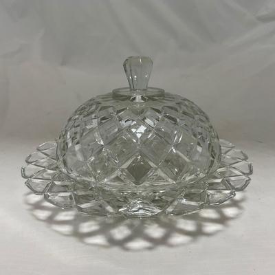 -84- Clear Glass | Matching Set of Three | Covered Butter Dishes