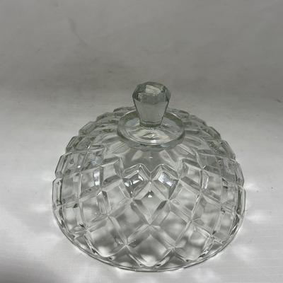 -84- Clear Glass | Matching Set of Three | Covered Butter Dishes