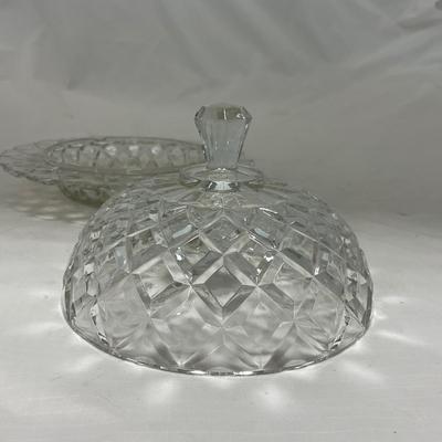 -84- Clear Glass | Matching Set of Three | Covered Butter Dishes