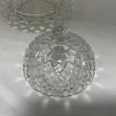-84- Clear Glass | Matching Set of Three | Covered Butter Dishes