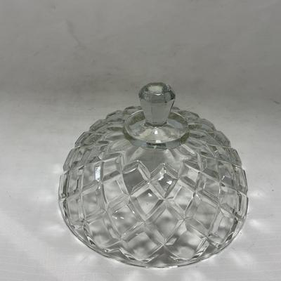 -84- Clear Glass | Matching Set of Three | Covered Butter Dishes