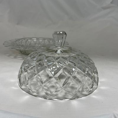 -84- Clear Glass | Matching Set of Three | Covered Butter Dishes