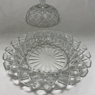 -84- Clear Glass | Matching Set of Three | Covered Butter Dishes