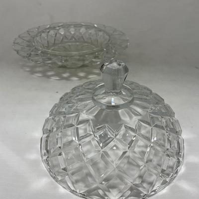 -84- Clear Glass | Matching Set of Three | Covered Butter Dishes