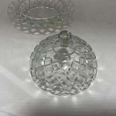 -84- Clear Glass | Matching Set of Three | Covered Butter Dishes