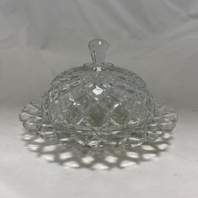 -84- Clear Glass | Matching Set of Three | Covered Butter Dishes