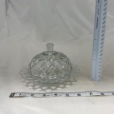 -84- Clear Glass | Matching Set of Three | Covered Butter Dishes