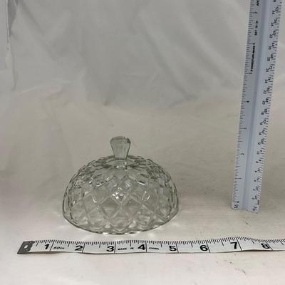 -84- Clear Glass | Matching Set of Three | Covered Butter Dishes