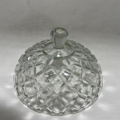 -84- Clear Glass | Matching Set of Three | Covered Butter Dishes