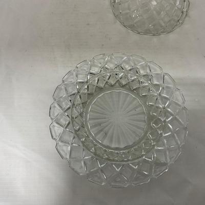 -84- Clear Glass | Matching Set of Three | Covered Butter Dishes