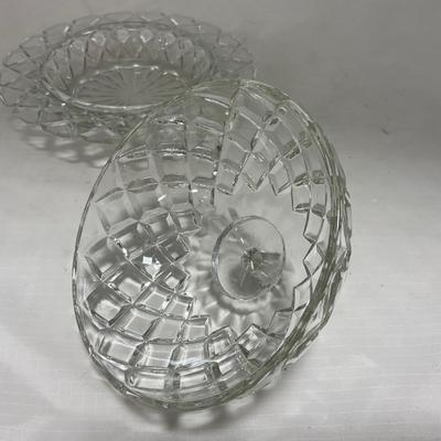 -84- Clear Glass | Matching Set of Three | Covered Butter Dishes