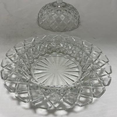 -84- Clear Glass | Matching Set of Three | Covered Butter Dishes