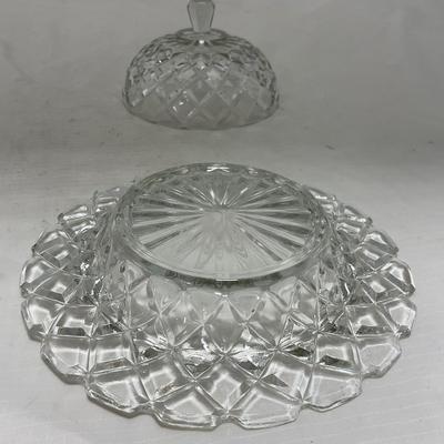 -84- Clear Glass | Matching Set of Three | Covered Butter Dishes