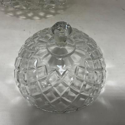 -84- Clear Glass | Matching Set of Three | Covered Butter Dishes