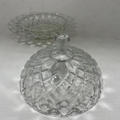 -84- Clear Glass | Matching Set of Three | Covered Butter Dishes