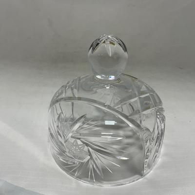 -85- Small Clear Glass | Lead Crystal | West German |  Covered Butter Dish