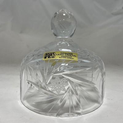 -85- Small Clear Glass | Lead Crystal | West German |  Covered Butter Dish