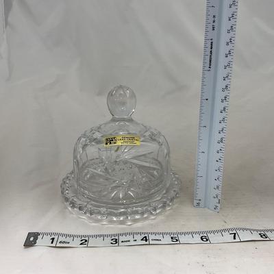-85- Small Clear Glass | Lead Crystal | West German |  Covered Butter Dish