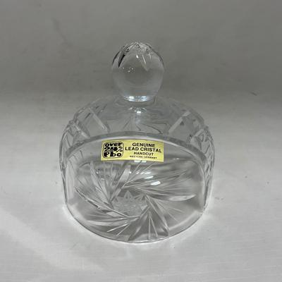 -85- Small Clear Glass | Lead Crystal | West German |  Covered Butter Dish