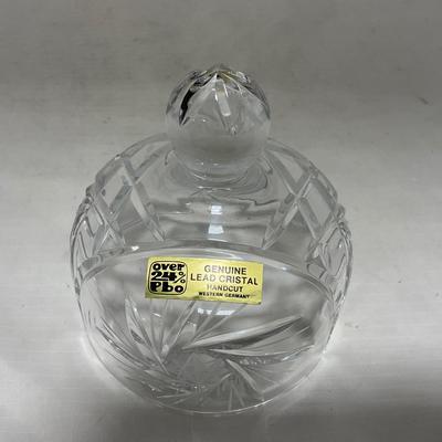 -85- Small Clear Glass | Lead Crystal | West German |  Covered Butter Dish