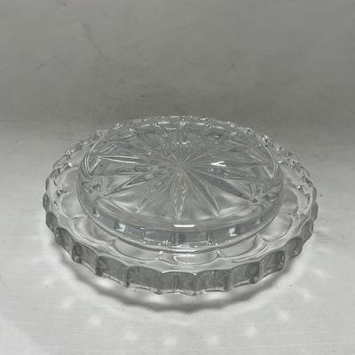 -85- Small Clear Glass | Lead Crystal | West German |  Covered Butter Dish