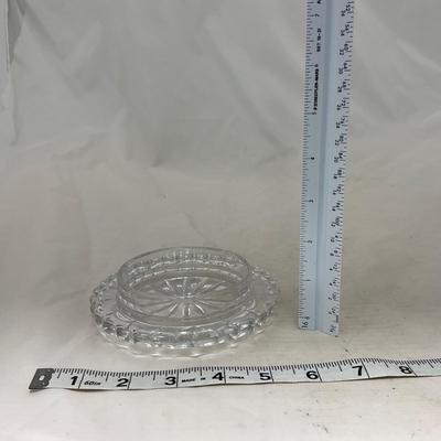 -85- Small Clear Glass | Lead Crystal | West German |  Covered Butter Dish
