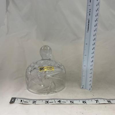 -85- Small Clear Glass | Lead Crystal | West German |  Covered Butter Dish