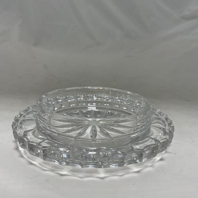 -85- Small Clear Glass | Lead Crystal | West German |  Covered Butter Dish