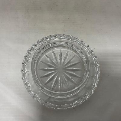 -85- Small Clear Glass | Lead Crystal | West German |  Covered Butter Dish