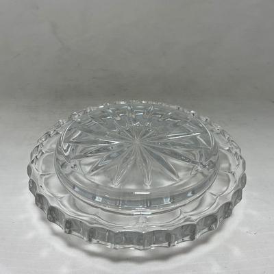 -85- Small Clear Glass | Lead Crystal | West German |  Covered Butter Dish